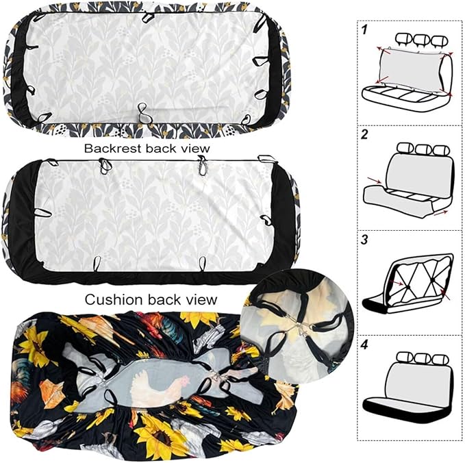 KEIAHUAN Duck Camo Hunting Car Seat Cover 4PCS Front Seat Covers and Split Rear Bench Seat Covers Soft Auto Interior Accessories Decor Universal Fits for Most SUV Truck Van
