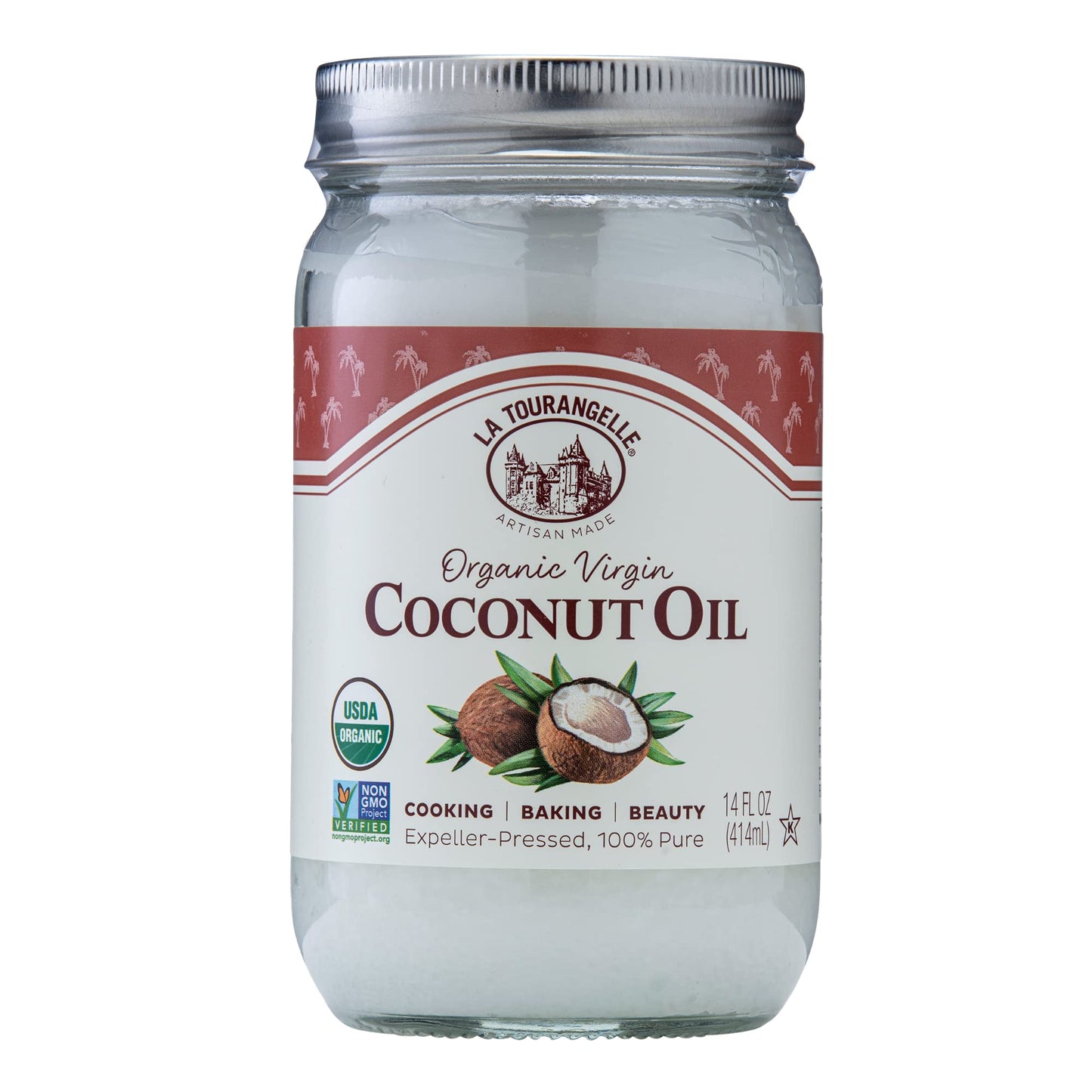 La Tourangelle, Organic Virgin Unrefined Coconut Oil, Great For Cooking, Baking, Hair, And Skin Care, Bold, Aromatic, And Flavor