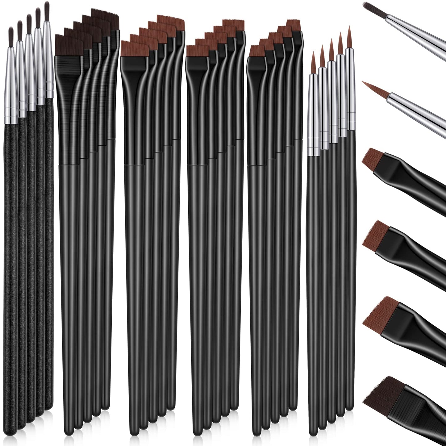 30 Pcs Eyeliner Brush Gel Liner Brush Set Angled Eyeliner Brush Fine Flat Slanted Eye Brushes Define Eyebrow Brushes Thin Eye Li