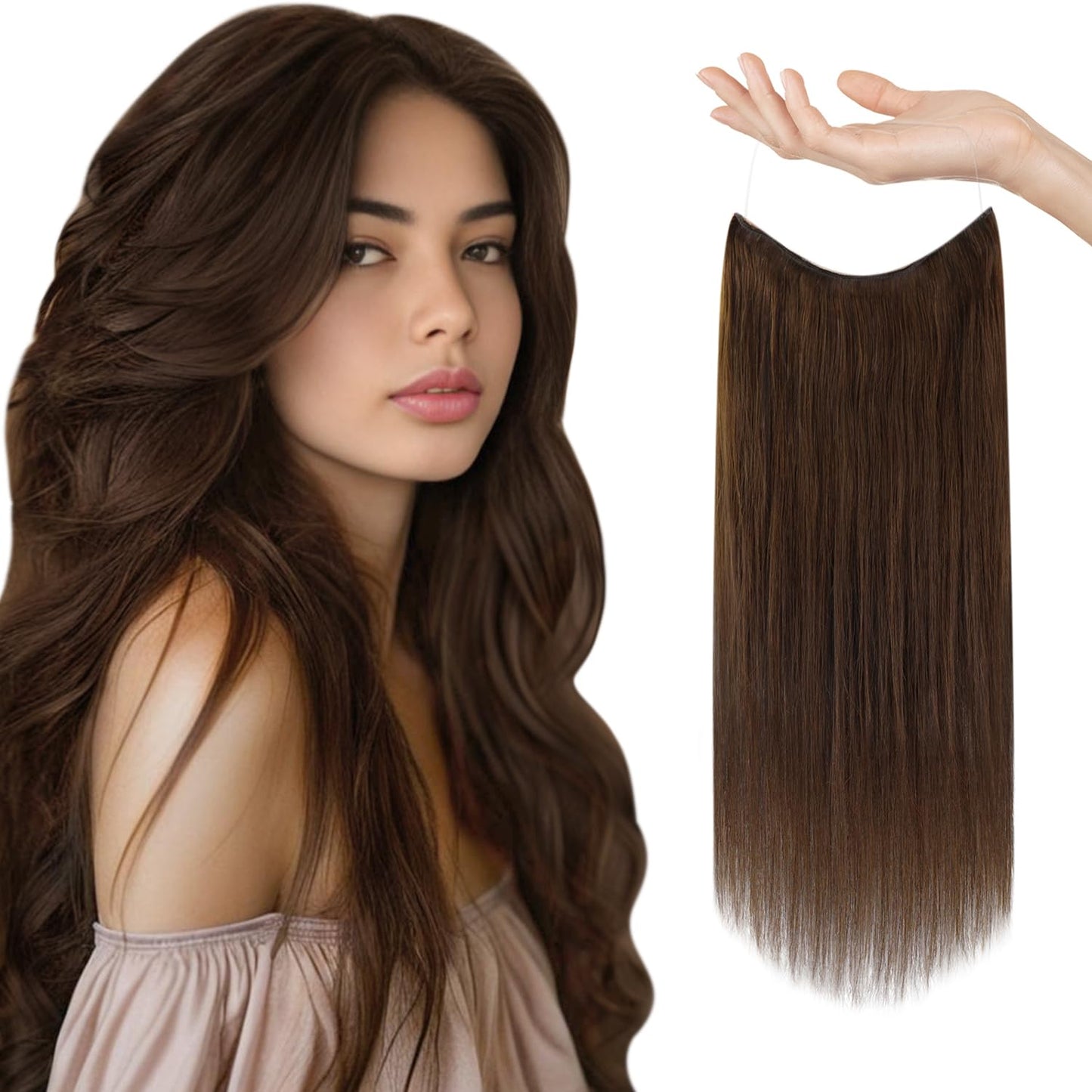 Sunny Wire Hair Extension Dark Brown Secret Hair Extensions Wire Human Hair Straight Brown Fish Line Human Hair Extensions With