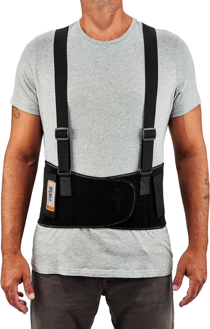 Ergodyne ProFlex 1650 Back Support Belt, 7.5" Elastic, Adjustable, Removeable Straps, Black, 2X-Large