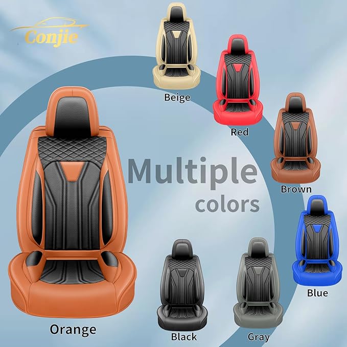 Fit Tucson Car Seat Covers Premium Leather for Hyundai Tucson 2010-2025 2026. Waterproof, Breathable, Scratch-Resistant & All-Weather Seat Cushion Protector (Full Set, Orange&Black)