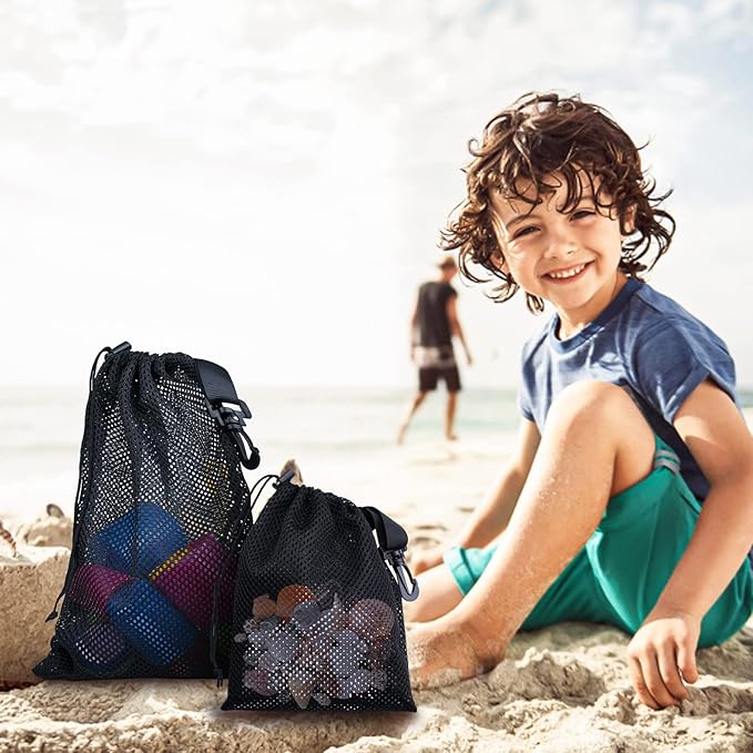 20 PCS With Clips Mesh Drawstring Bags, Portable Nylon Storage Bags for toy,Sports Storage,Outdoor activities etc. (5.9x7.9in)