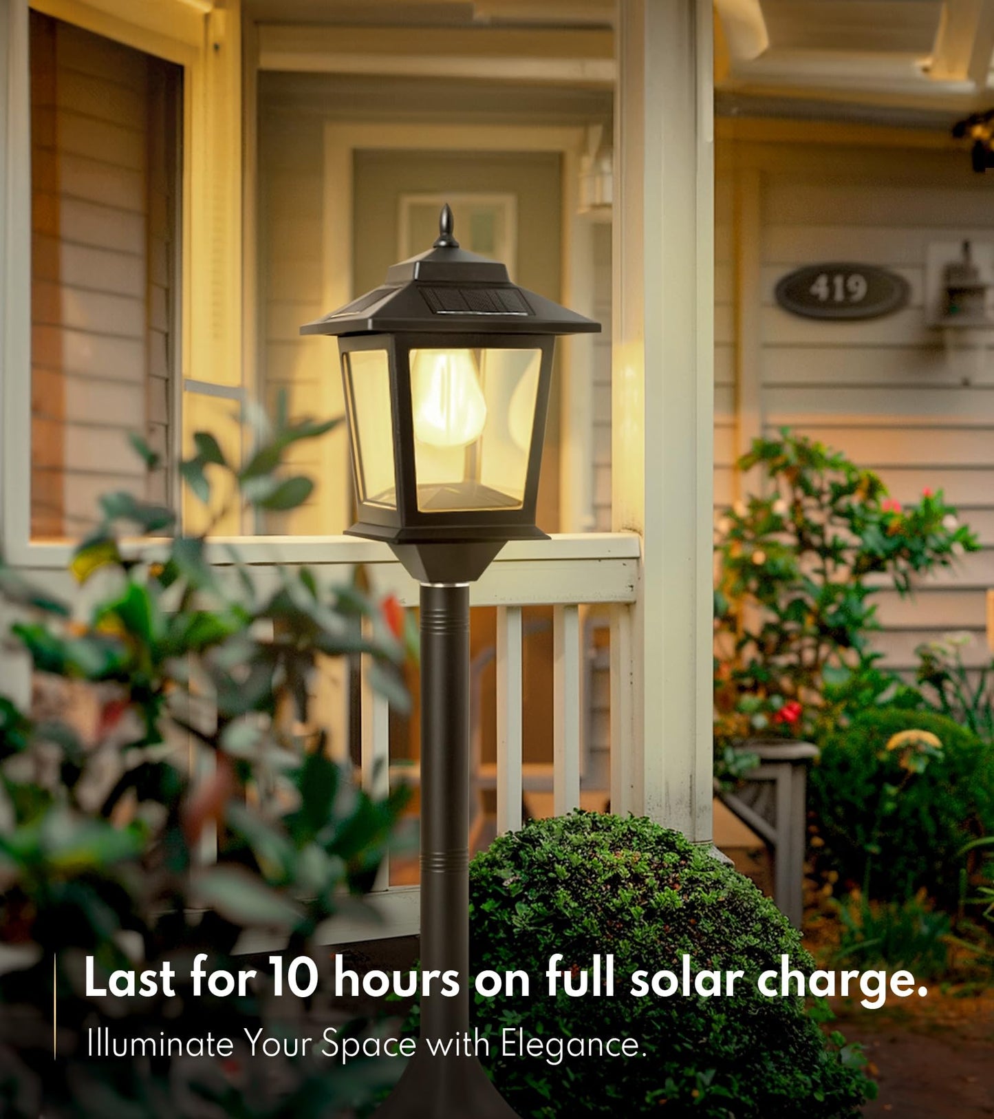 PASAMIC 63" Solar Lamp Post 2Pack, Outdoor Lights Waterproof, Pole Lights Outdoor, Floor Lamp for Patio, Warm White, Replaceable Bulb