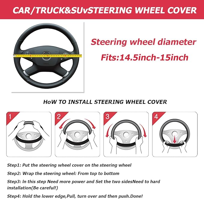 Mandark Car Steering Wheel Cover, Suede Sport Vehicle Steer Wheel Protector Fitting 15 Inch, Non-Slip Comfortable Automotive Interior Decoration Accessories, Universal for Most Cars (Orange)