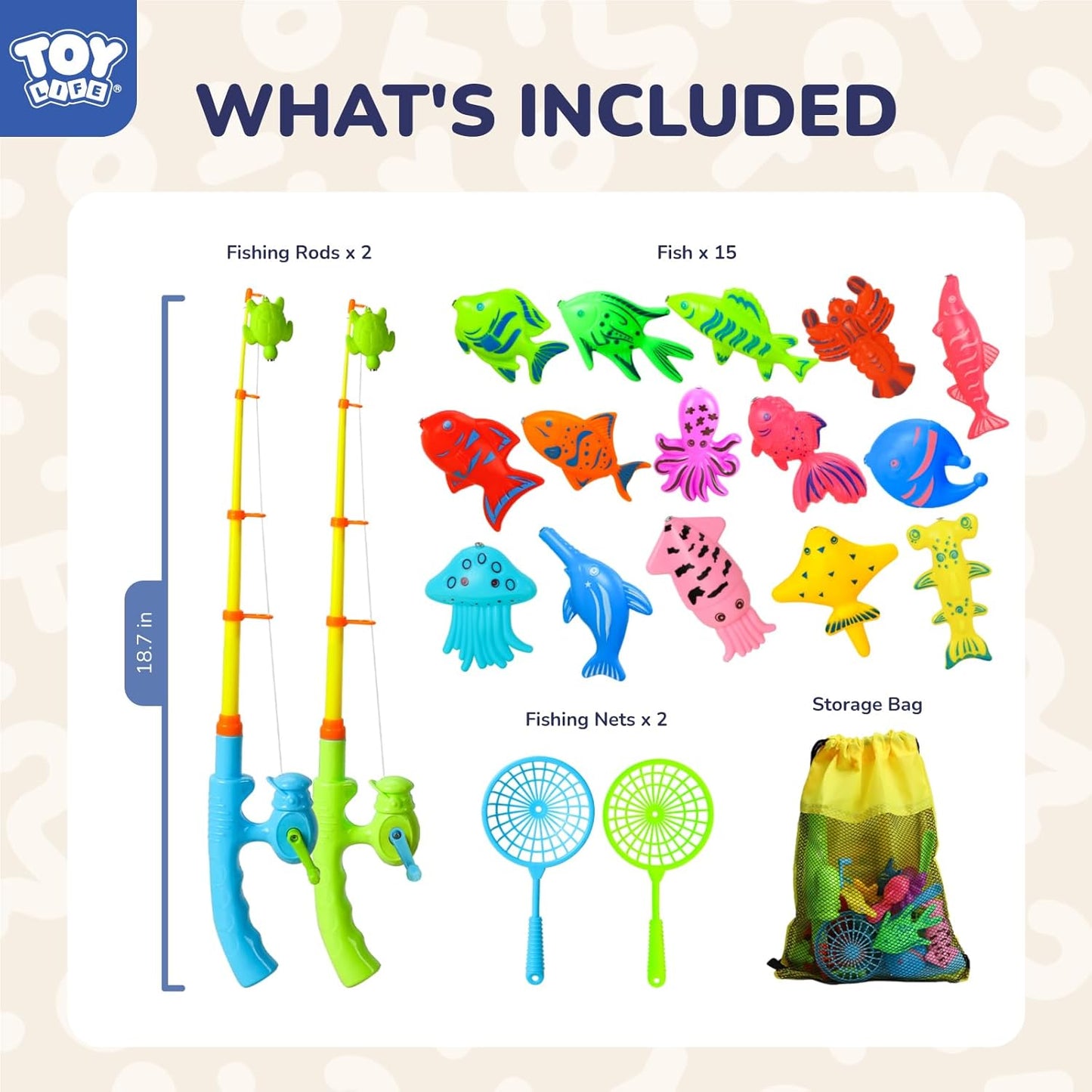 TOY Life Magnetic Fishing Game for Kids 3-5 with 2 Toddler Fishing Poles,Bath Toys for Kids Ages 1-3, 3 Years Old Magnetic Fishing Toys for Toddlers, Bath Toys for Kids Ages 4-8