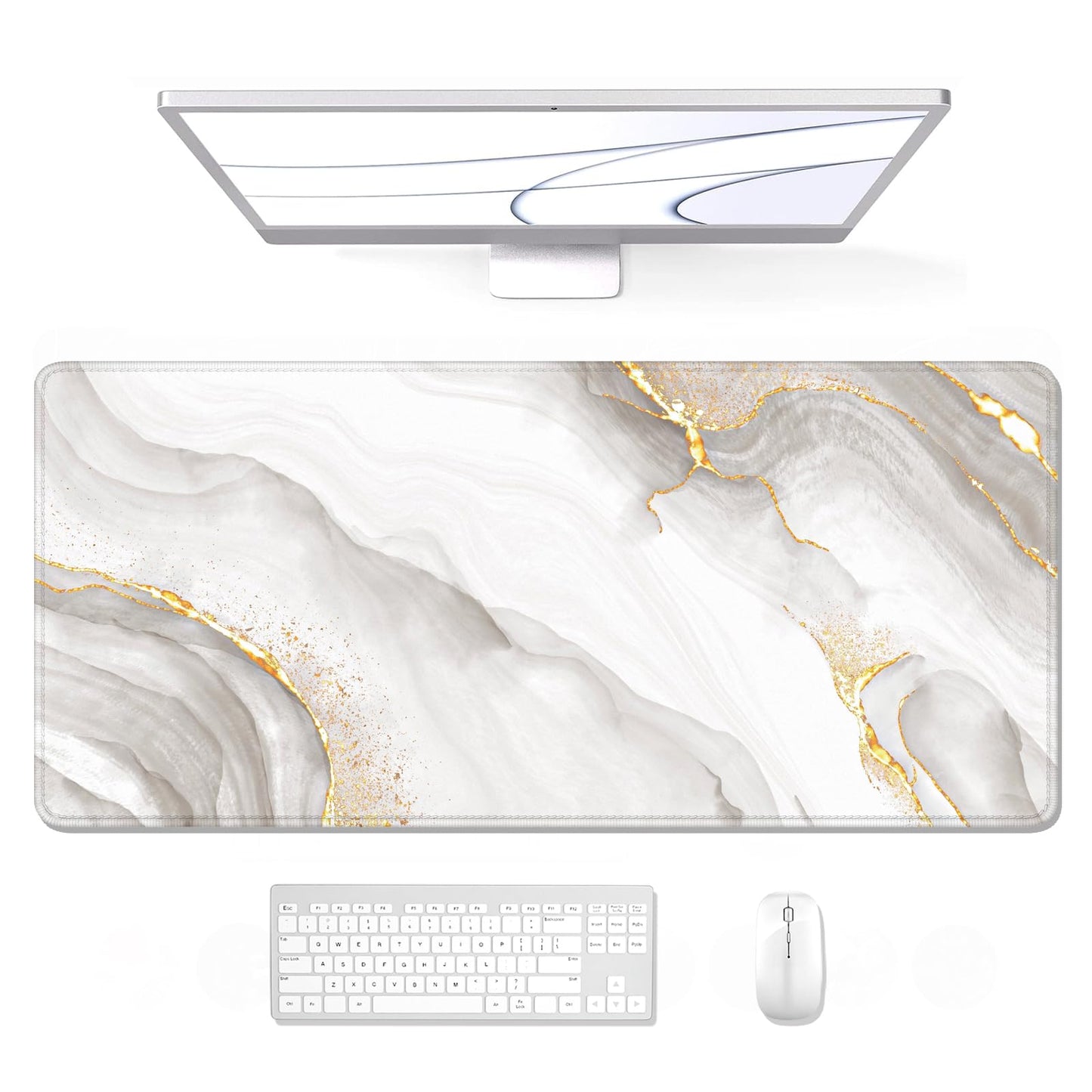 Auhoahsil Large Gaming Mouse Pad, Animal Theme XXL 35.4 x 15.7 in Desk Pad Stitched Non-Slip Rubber Long Computer Mousepad Thin Extended Full Size Desk Mat for Desktop, Laptop, Wireless Mice, Pink