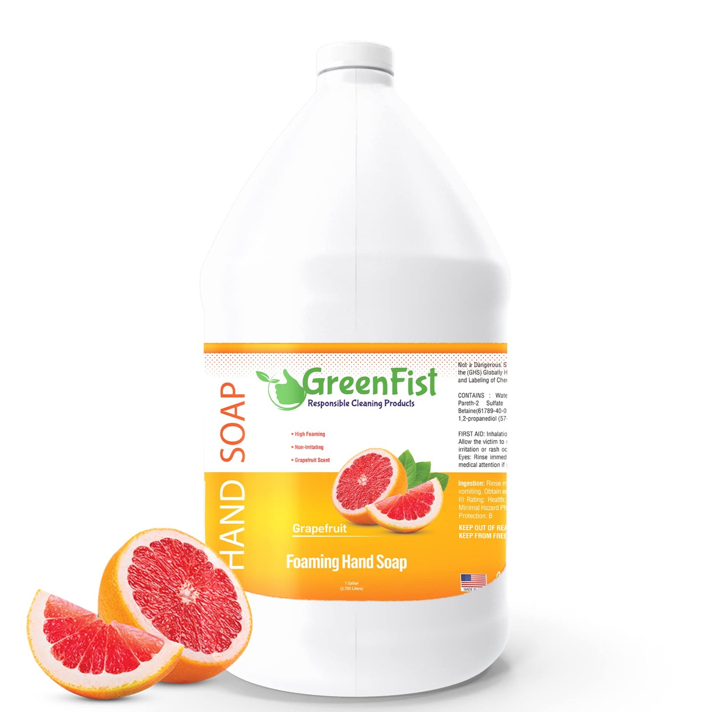 Greenfist Foaming Hand Soap Refills Jug Grapefruit Scent Foam Refill Made In Usa, 128 Ounce (1 Gallon)