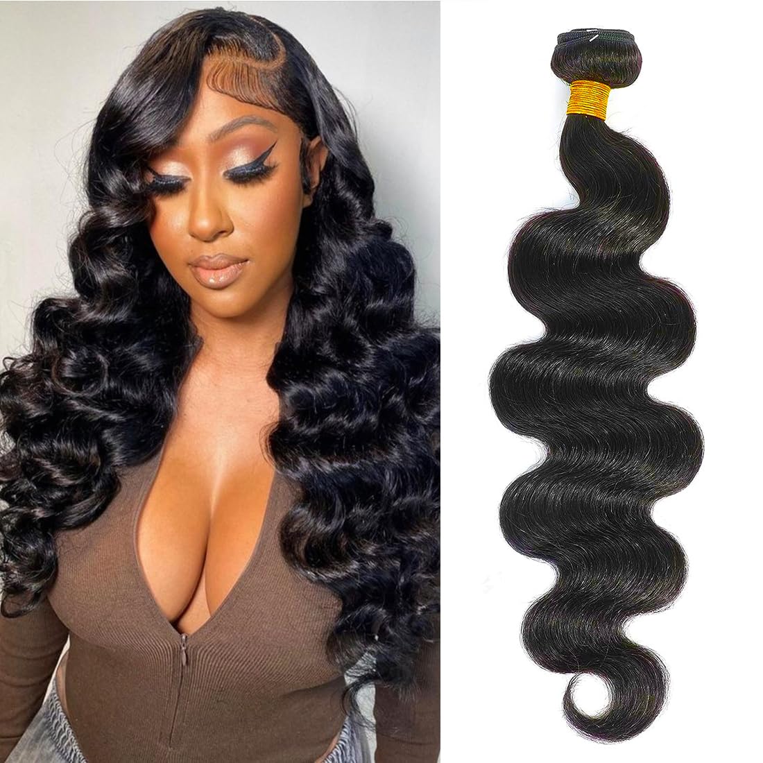 Cirvty 24 Inch Body Wave Bundle Human Hair 1 Bundles Body Wave Bundles 100% Unprocessed Brazilian Virgin Hair Bundles Double Wef