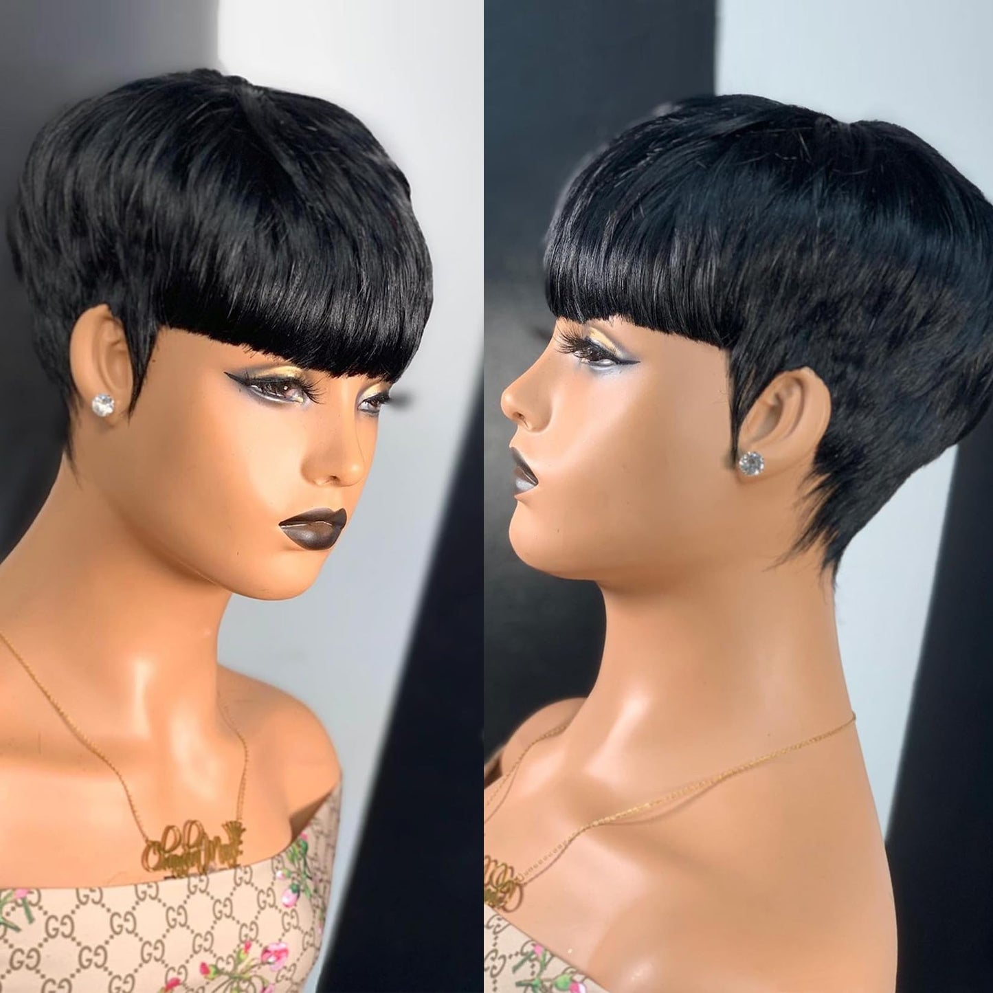Qiaqiaring Pixie Cut Wig Human Hair Wigs For Black Women Short Layered Pixie Cut Wigs Full Machine Made Wigs Brazilian Virgin Hu