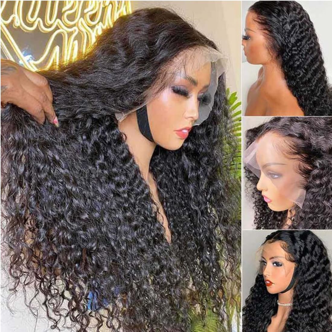 200% Density Mongolian Curly Lace Front Wig 13X6 Hd Lace Wig Pre Plucked With Baby Hair 100% Unprocessed Virgin Human Hair Curly
