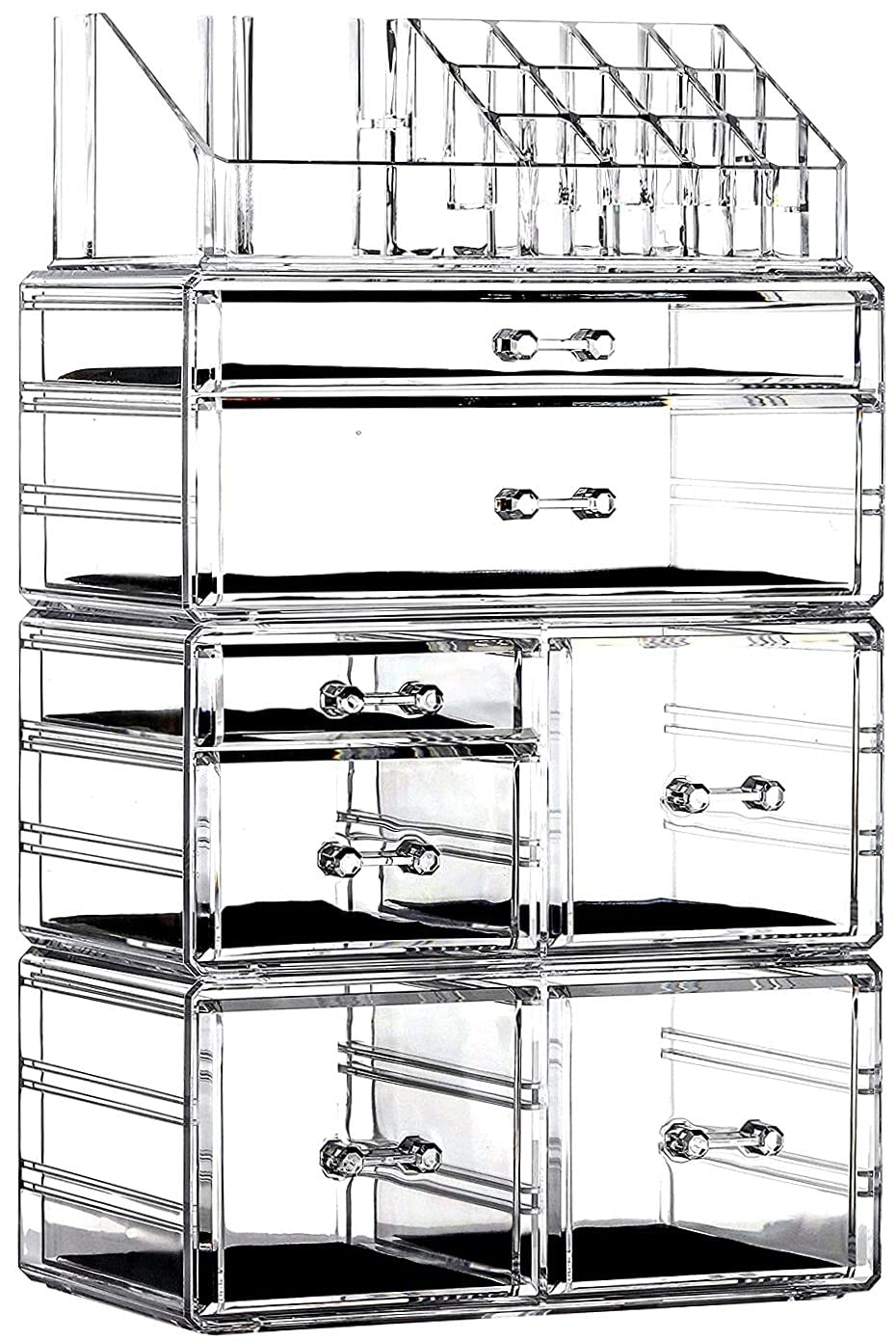 Cq Acrylic Makeup Organizer Skin Care Large Clear Cosmetic Display Cases Stackable Storage Box With 7 Drawers For Vanity Beauty