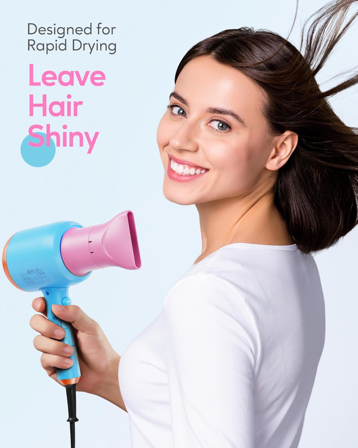 Wavytalk 1875W Ionic Hair Dryer | Diffuser & Comb for Curly Hair | Black