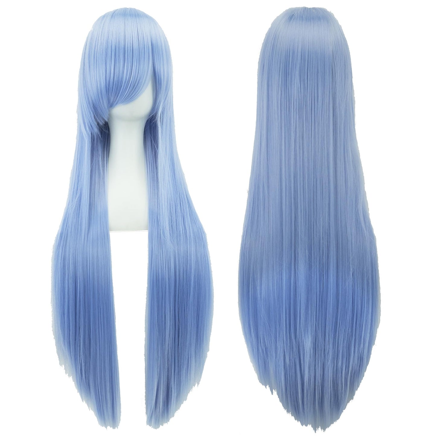 Imissu 80Cm Long Straight Natural Hair Cosplay Wigs With Bangs Colorful Halloween Costume Party Wig For Girl (Elf Blue)