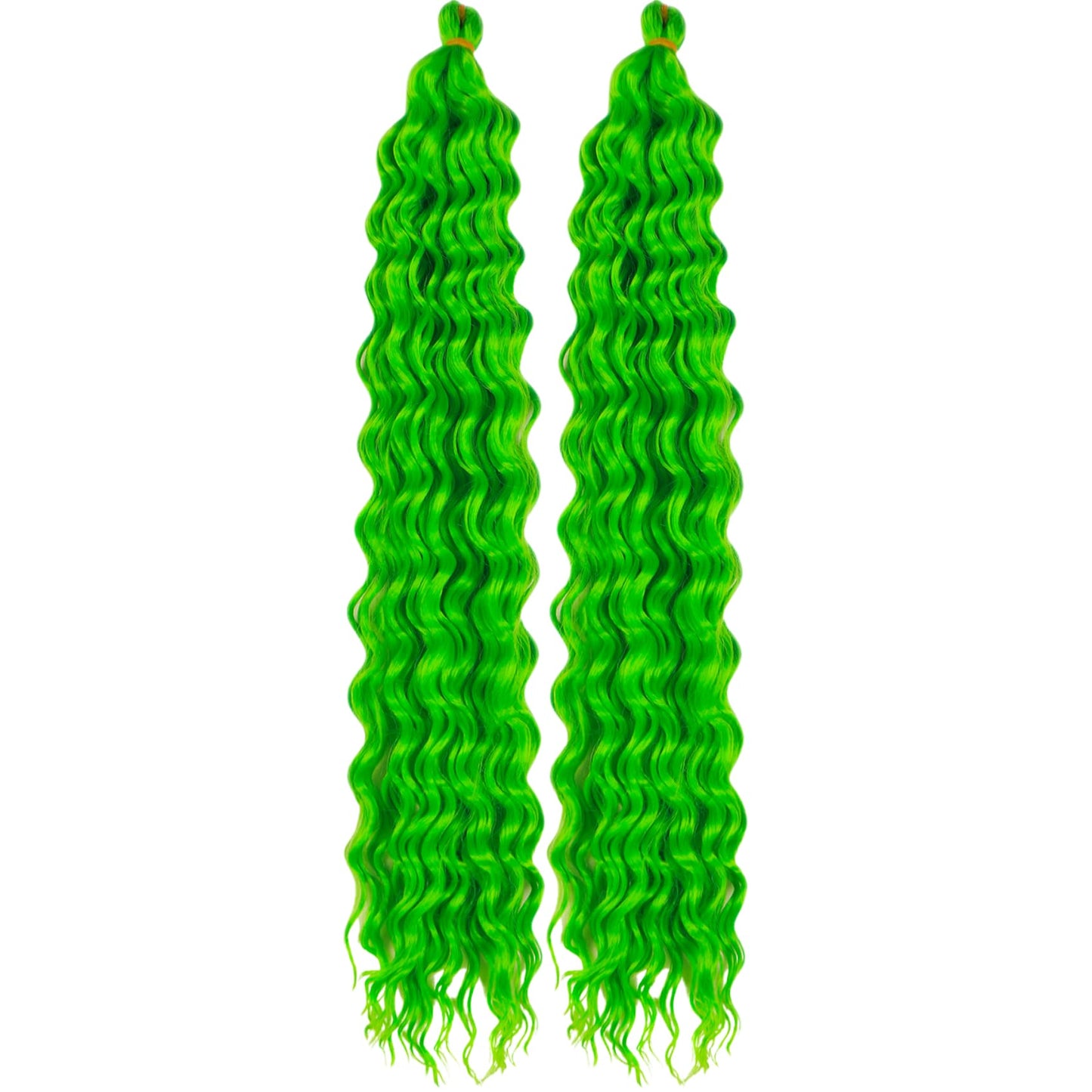 Neon Green Curly Braiding Hair Deep Wave Curly Braiding Hair For Boho Braids Crochet Braids Deep Wave 24 Inch