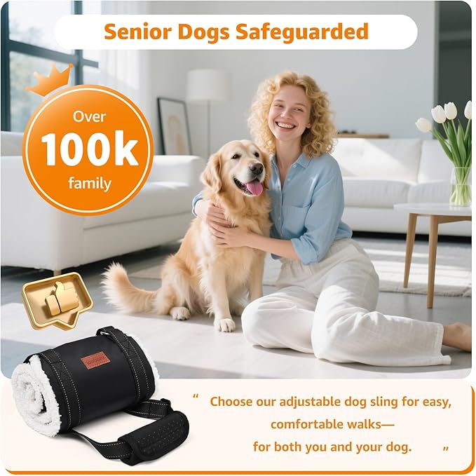 LOOBANI Portable Dog Sling for Back Legs, Hip Support Harness to Help Lift Dogs Rear for Canine Aid and Old K9 Cruciate Ligament Rehabilitation
