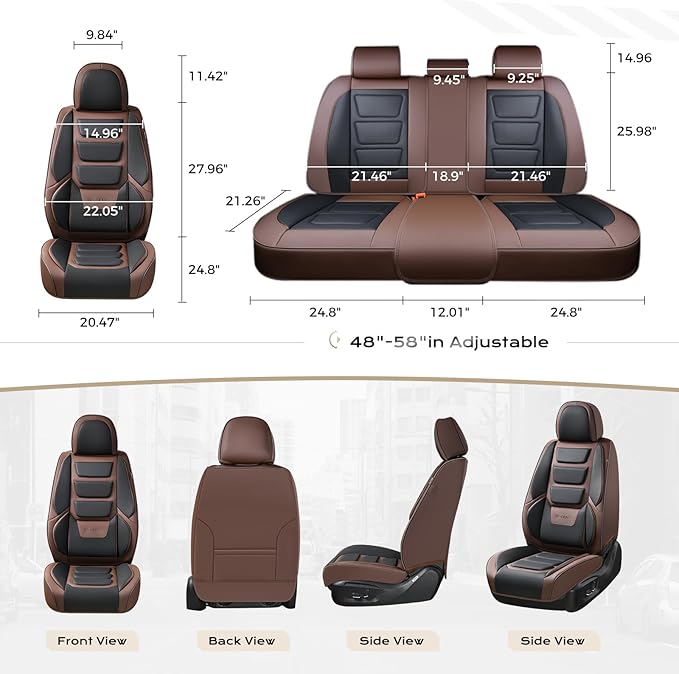 Coverado Car Seat Covers, Front Covers for Cars, Car Seat Cover Front Seats, Automotive Seat Cover, Waterproof, Leather Car Seat Cushion, Universal Interior Covers Seat Protectors for Most Cars