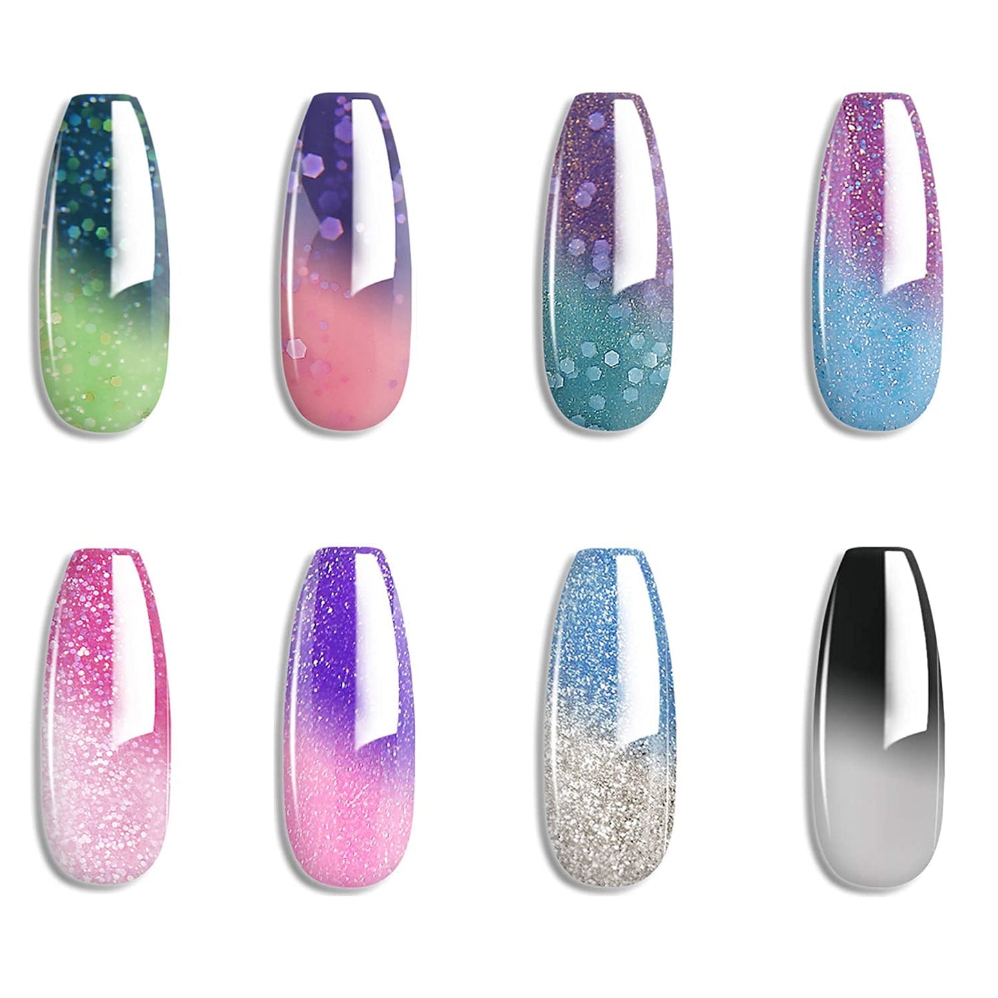 Omainy Gel Nail Polish Set -Color Changing Gel Nail Polish Set Purple Blue Pink Red Laverder Wind Red Black Color Changing Gel P