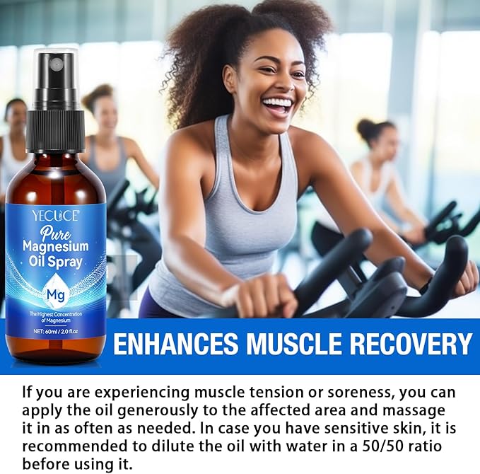 Magnesium Oil Spray, Pure Magnesium Spray for Feet, Magnesium Supplement Fast Absorbent for Leg, Muscle, Bone Health Supplement Topical (4 fl oz)