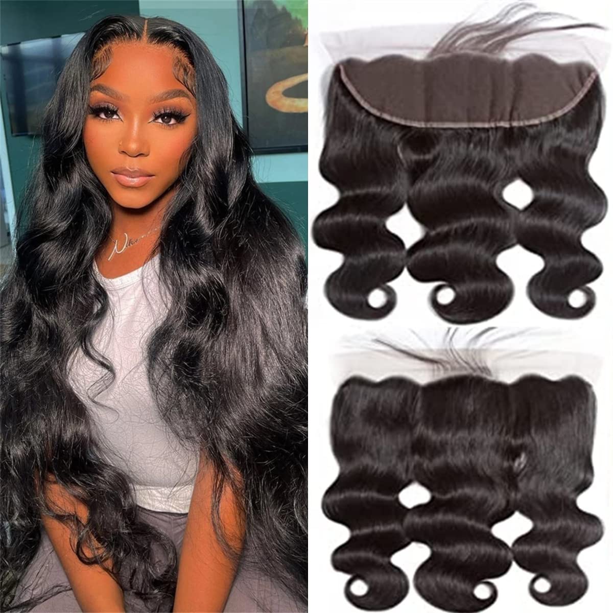 13X4 Body Wave Hd Lace Frontal Human Hair 18 Inch Body Wave Ear To Ear Transparent Lace Frontal Closure 100% Unprocessed Brazili