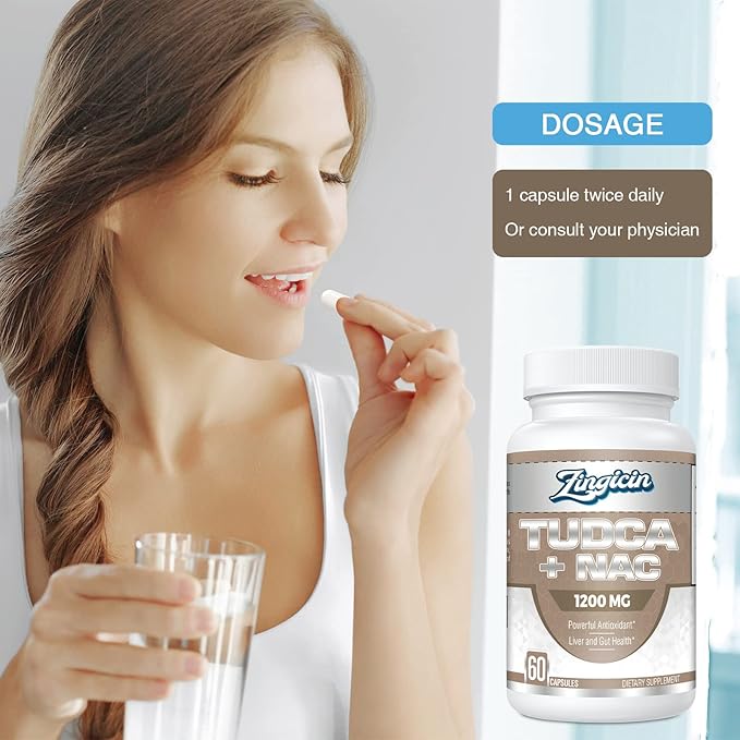 TUDCA with NAC Supplement 1200mg - 180 Capsules,Powerful TUDCA Bile Salt Plus N-Acetyl-Cysteine,Antioxidant Supplements for Liver,Digestion