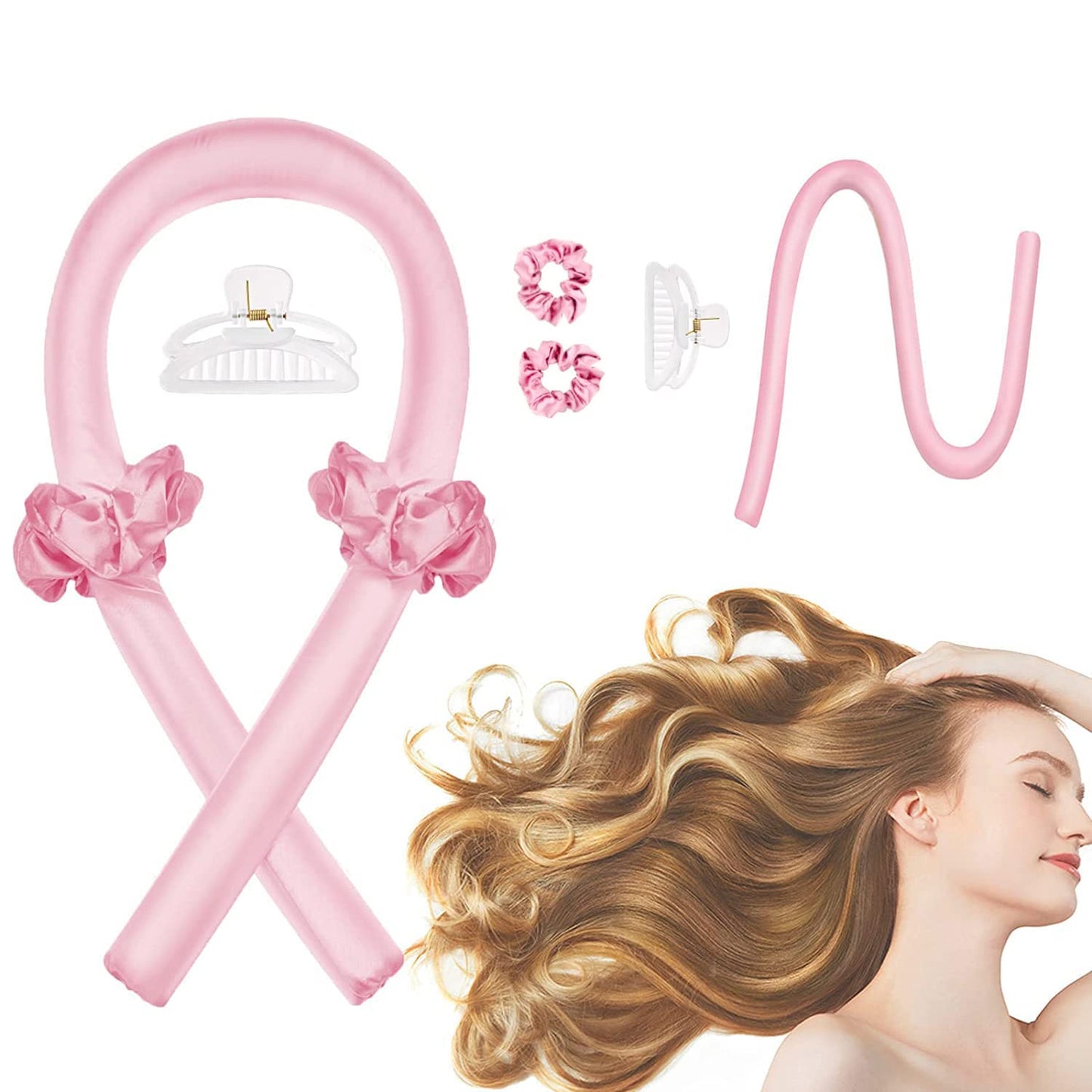 Corated Heatless Curling Rod Headband, Heatless Curler No Heat Curls Ribbon With Hair Clips And Scrunchie, Overnight Sleeping Cu