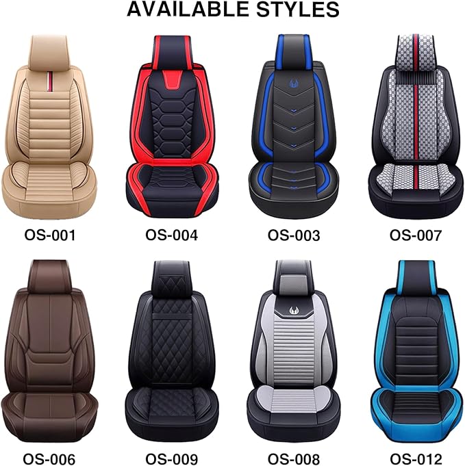 OASIS AUTO Car Seat Covers Full Set Premium Waterproof Faux Leather Cushion Universal Accessories Fit SUV Truck Sedan Automotive Vehicle Auto Interior Protector (OS-001 Tan)
