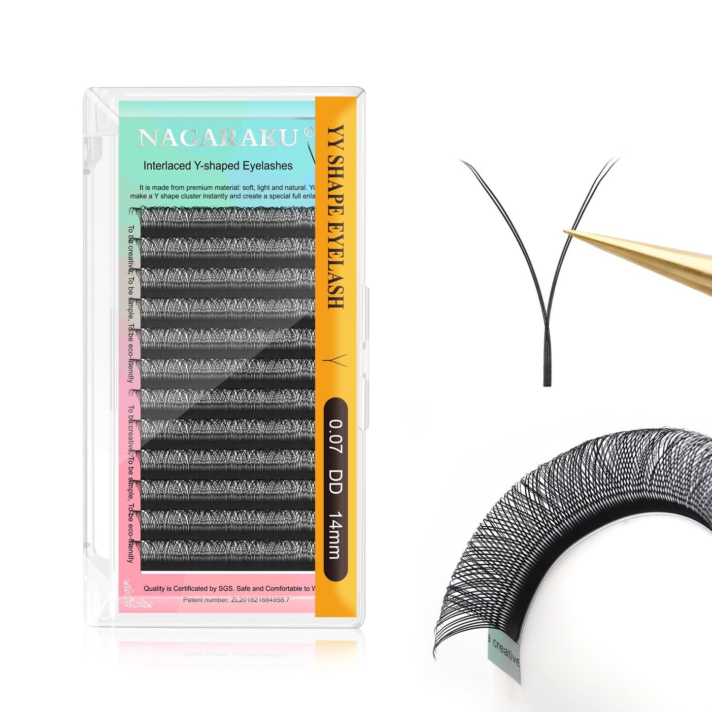 Nagaraku Yy Eyelash Extensions Supplies Y Lash 0.07Mm Dd Curl 14Mm Premade Fans 4D Russian Volume Y Shape Faux Mink Matte 12 Row