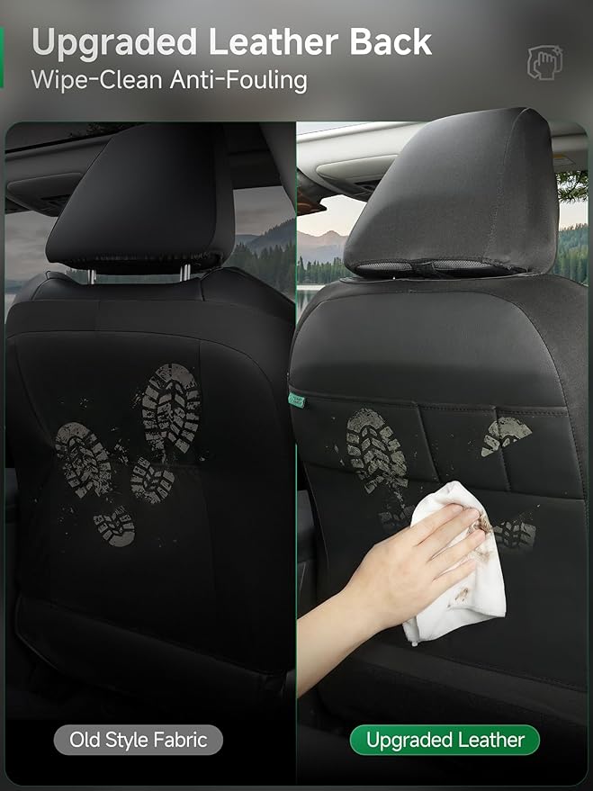 GIANT PANDA Air Cool Mesh Car Seat Cover Custom Fit Honda Civic Accord Pilot CRV HRV Element Passport,Breathable Cooling Seat Protector with Leather Back Pannel(Black)