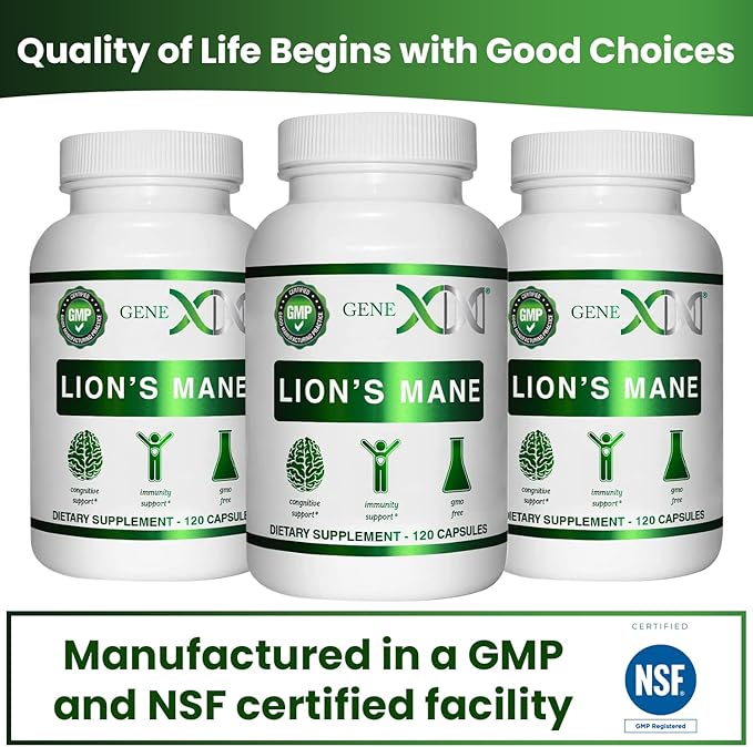 Genex Formulas Lions Mane Supplement with 100% Lions Mane Extract (3 Pack) - Nootropics Brain Support Supplement for Brain Boost, Focus, Mental Clarity, Natural Energy, 1000mg/serving - (360 Capsules)