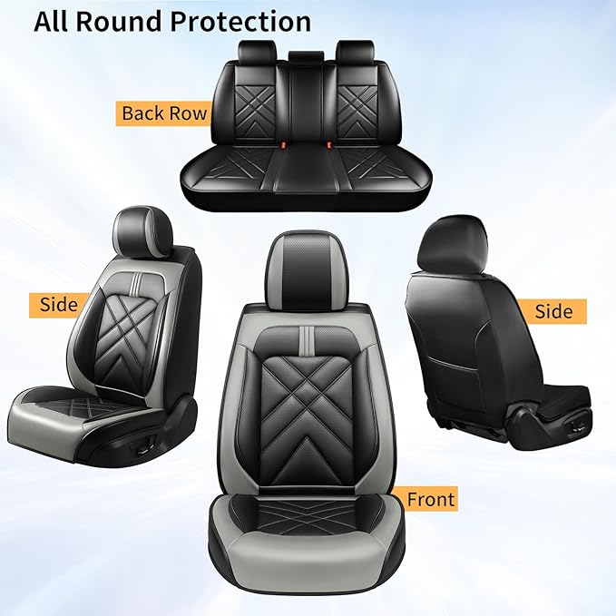 CX-30 Car Seat Covers Fit for Mazda CX-30 2020-2026, Full Coverage Premium Leather Waterproof Breathable Seat Covers, Automotive Seat Protectors, Airbag Compatible(Full Set Seats, Black Gray)
