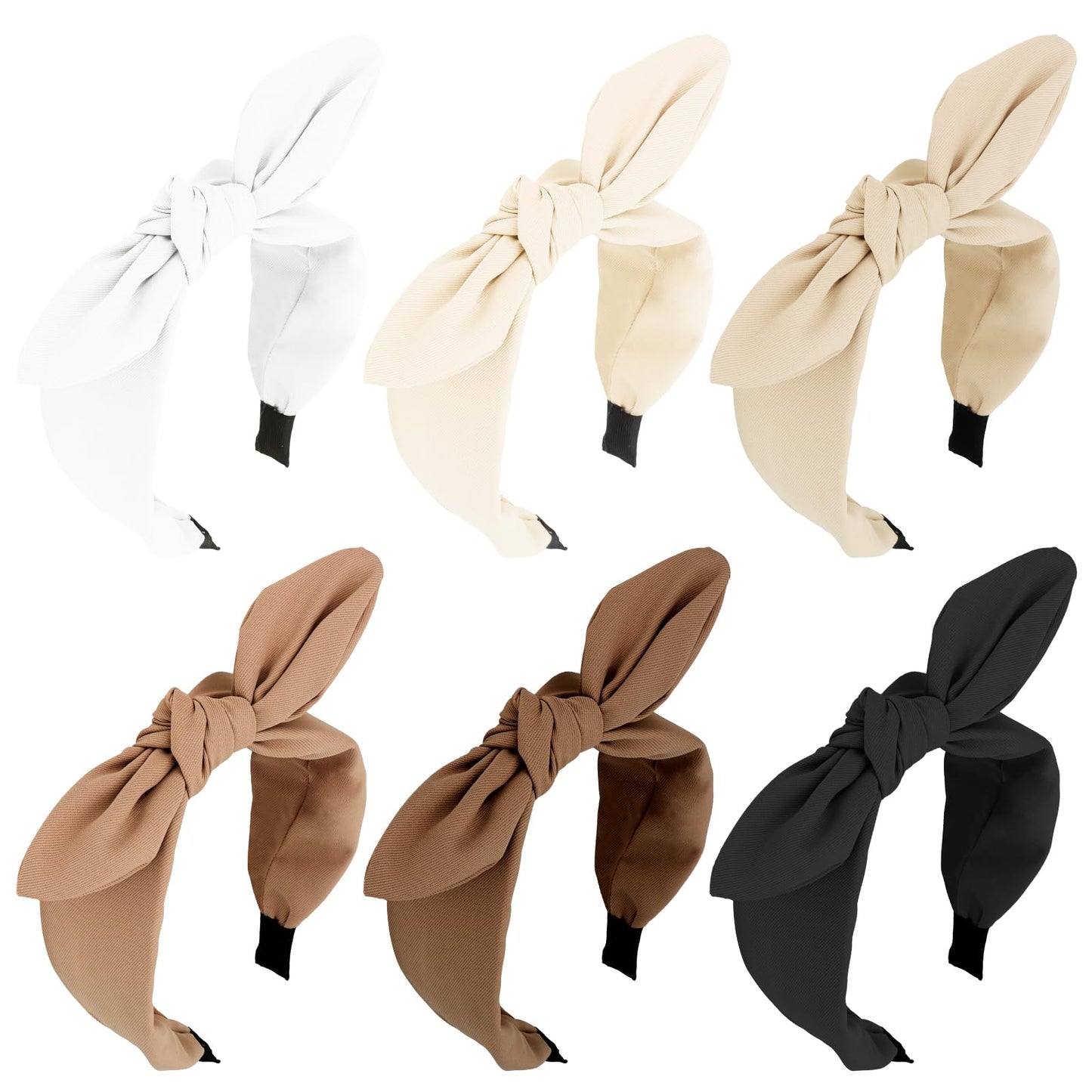 Jaciya 6 Pieces Knotted Bow Headbands For Women Wide Black Headbands For Girls Hair Accessories Knot Headband With Bow(Black/Bro
