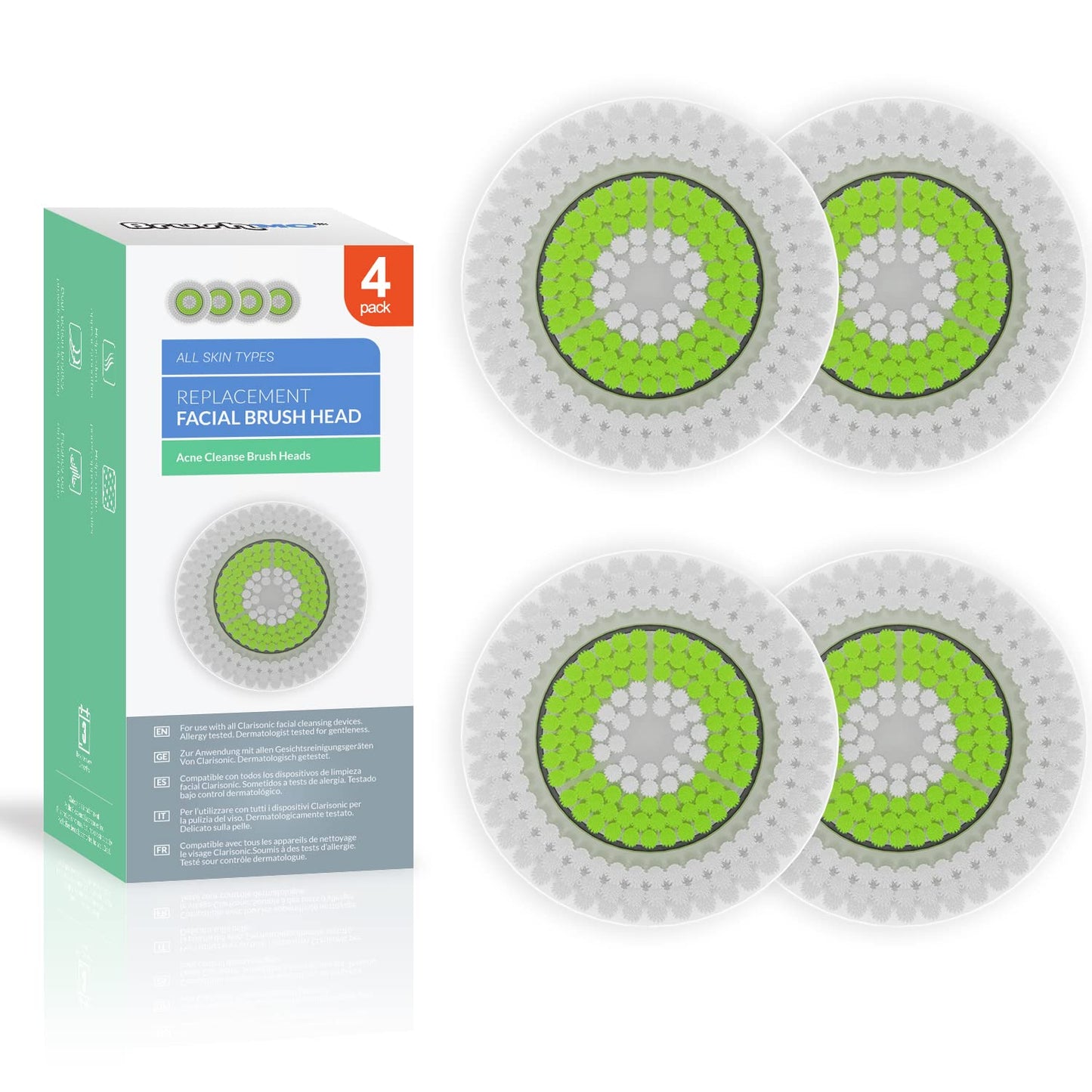 Brushmo Brush Head Replacements Compatible With Clarisonic Mia 1, Mia 2, Mia Fit, Alpha Fit, Smart Profile Uplift And Alpha Fit,