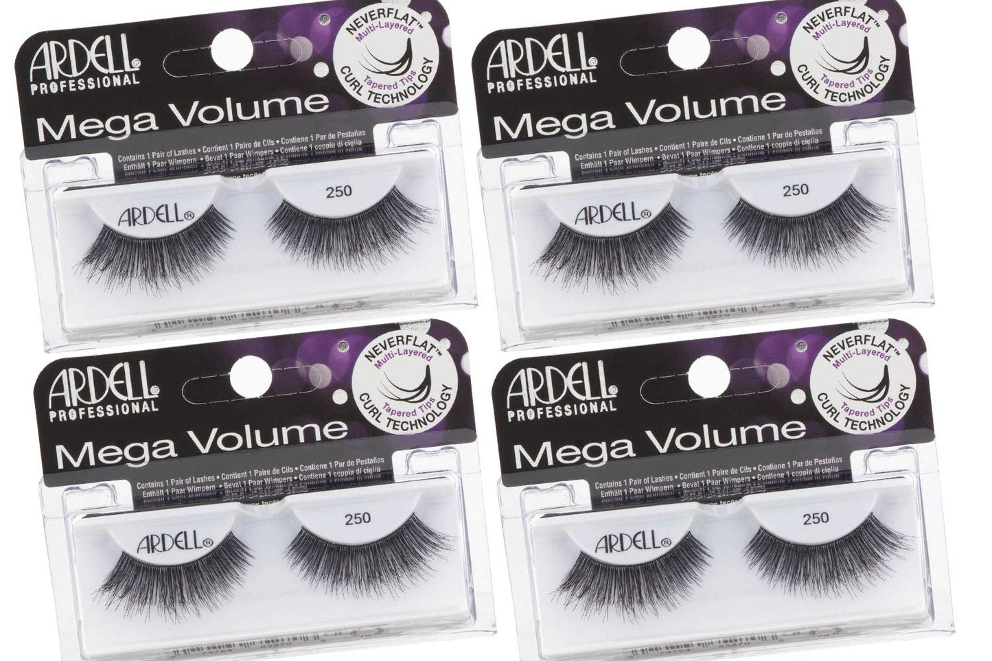 Ardell Mega Volume Lash 250 Multi-Layered False Lashes With Curl Technology, 4 Pairs