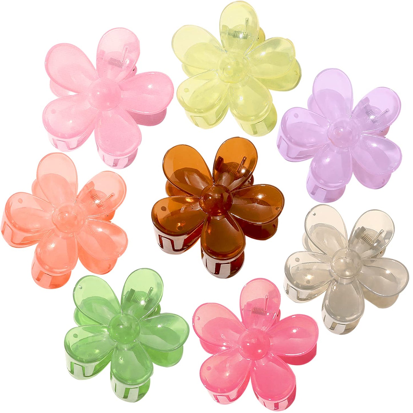 Flower Hair Clips 8Pcs Hair Claw Clips Nonslip Large Claw Clips Cute Hair Clips Strong Hold For Women Thick Hair, Big Hair Clips