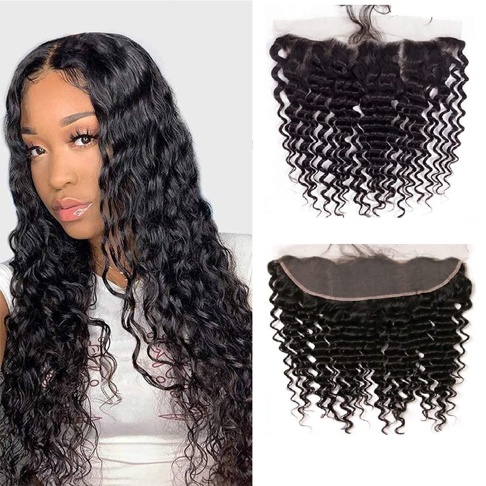 12A Grade Deep Wave Lace Frontal 13X4 Ear To Ear Lace Frontal 18 Inch 100% Unprocessed Brazilian Virgin Human Hair Swiss Lace Fr