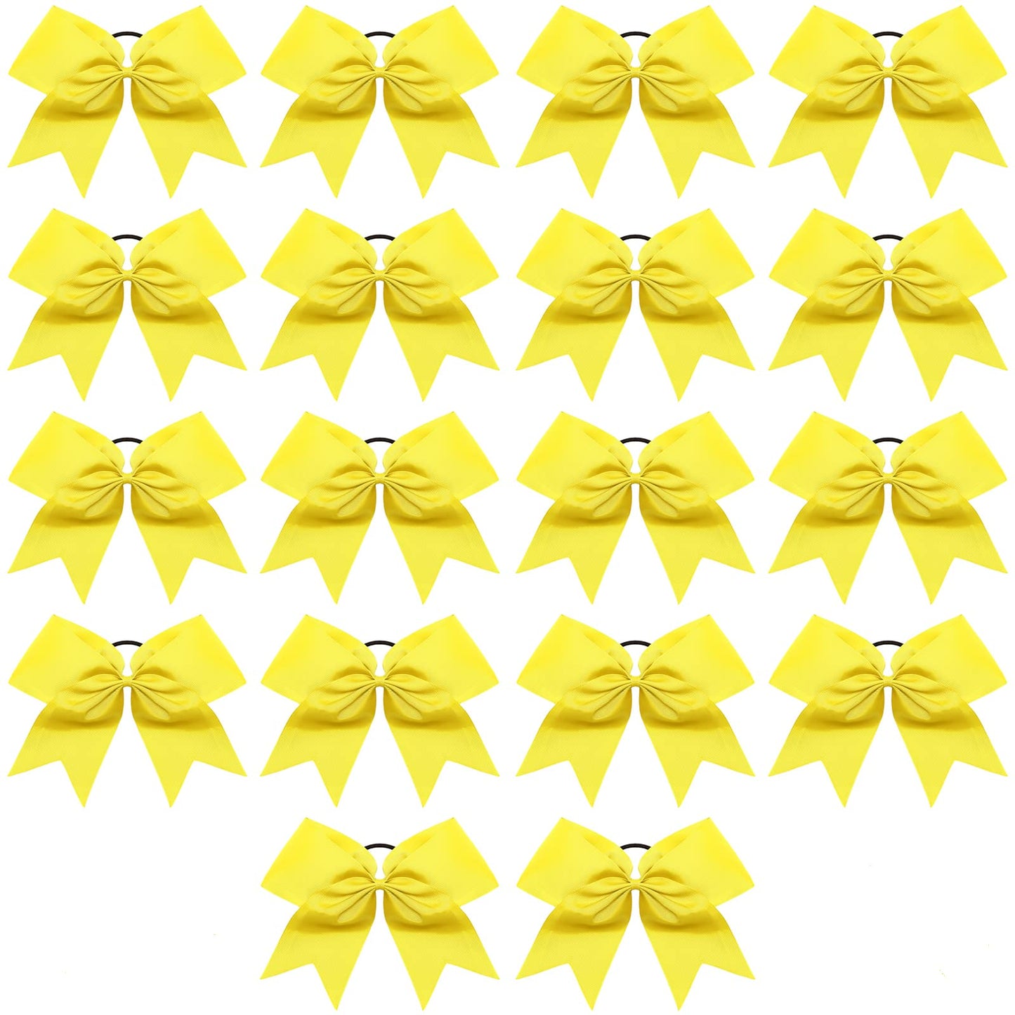 Cheer Bows, Caenagrion 18 Pcs 8'' Large Yellow Cheer Hair Bows Ponytail Holder Elastic Band Handmade For Cheerleaders Teen Girls