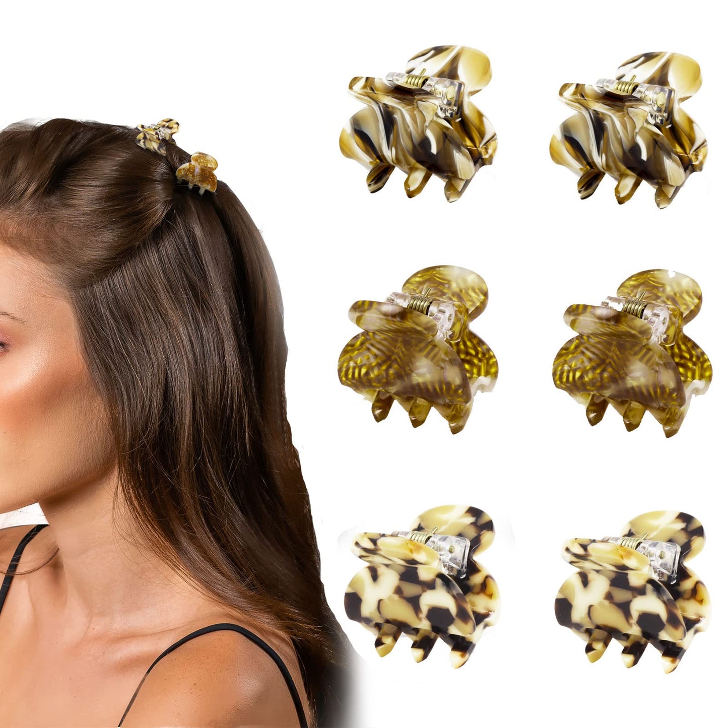 Cobahom 6Pcs 1.06 Inch Small Hair Clips Mini Claws Clips For Thin Thick Hair, Cellulose Acetate Jaw Clips For Hair Styling, Tort