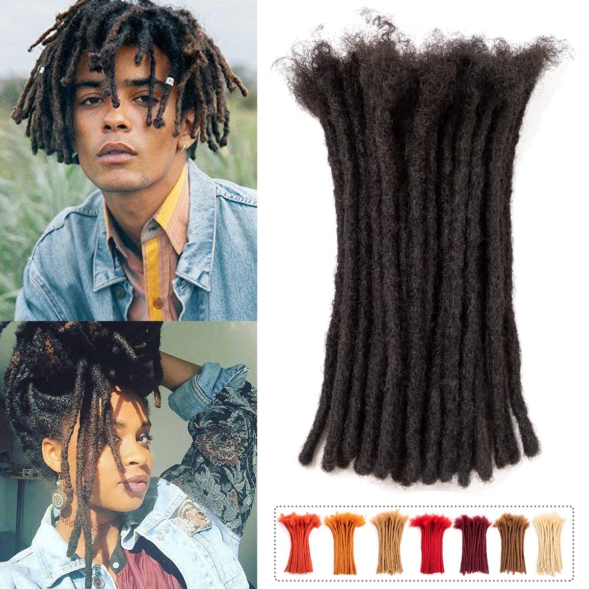 Teresa 6-12 Inch Small 0.4Cm Width 100 Strands 100% Human Hair Dreadlock Extensions For Men/Women/Kids,Full Hand-Made Permanent