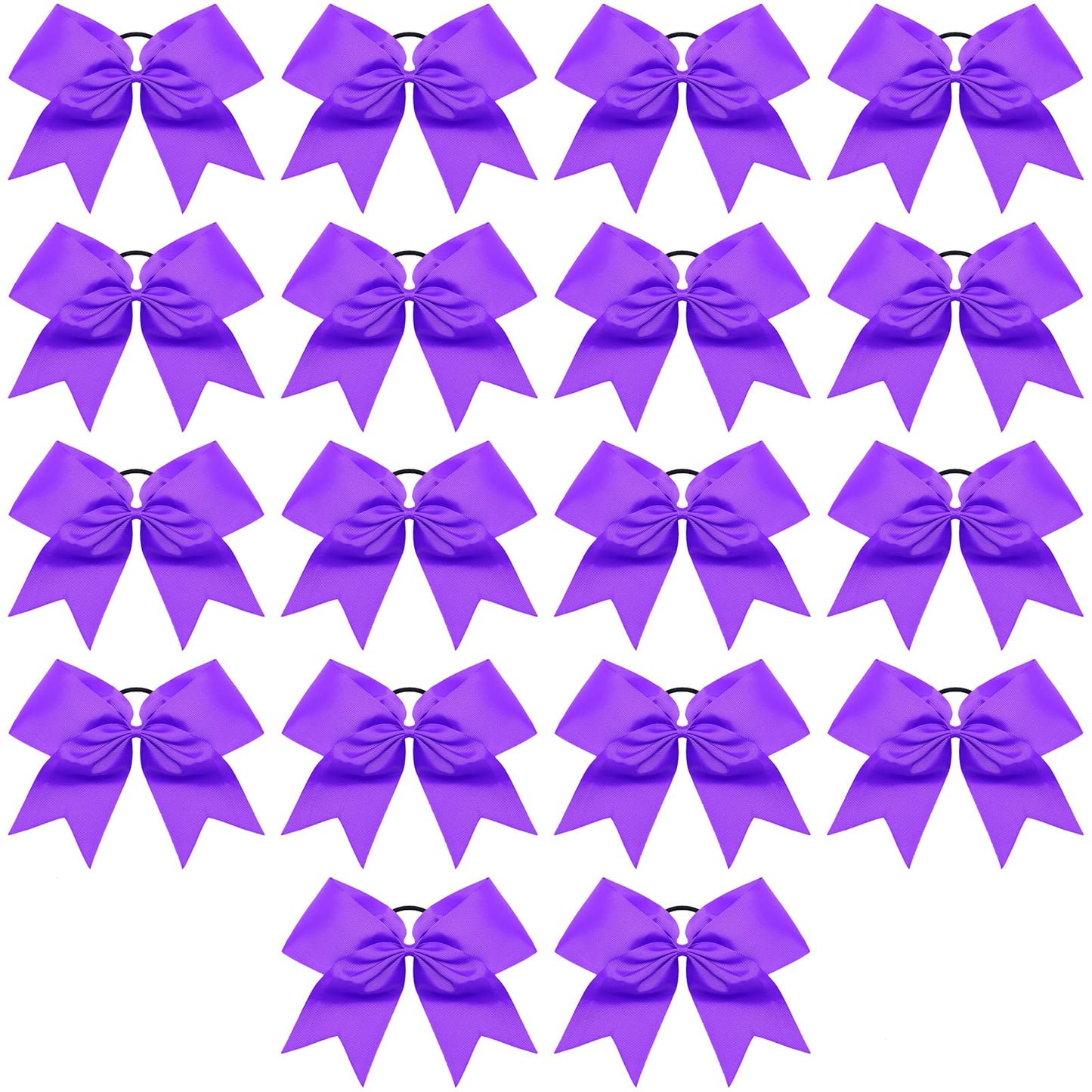 Cheer Bows, Caenagrion 18 Pcs 8'' Purple Large Cheer Hair Bows Ponytail Holder Elastic Band Handmade For Cheerleaders Teen Girls