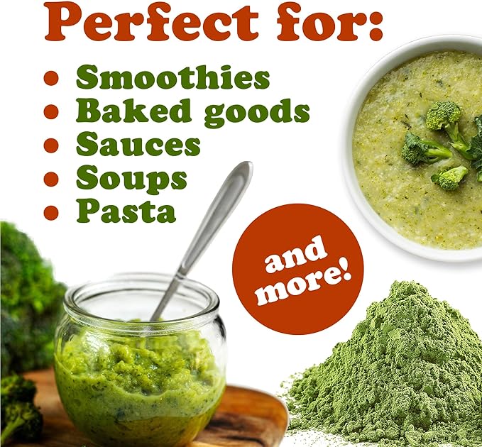 Food to Live Broccoli Powder, 8 Ounces – Nutrient-Rich Green Superfood for Smoothies, Shakes and Cooking, High in Fiber, Vitamins and Antioxidants, Vegan, Kosher, Bulk