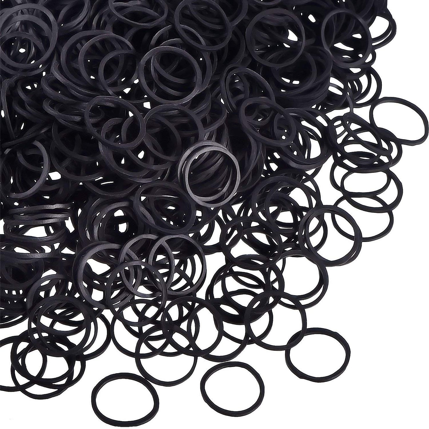Hicarer 1000 Mini Rubber Bands Soft Elastic Bands For Kid Hair Braids Hair (Black,1.5 Cm)