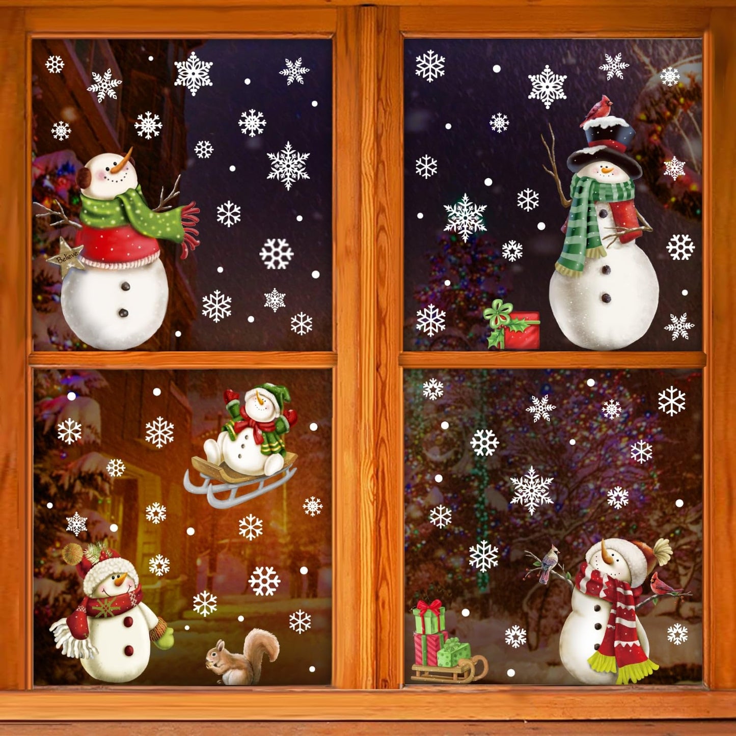 Christmas Snowflake Stickers,Snowman Window Decals,Window Stickers for Windows Glass,Winter Window Cling,Christmas Decorations Holiday,Christmas Window Clings (Snowman)