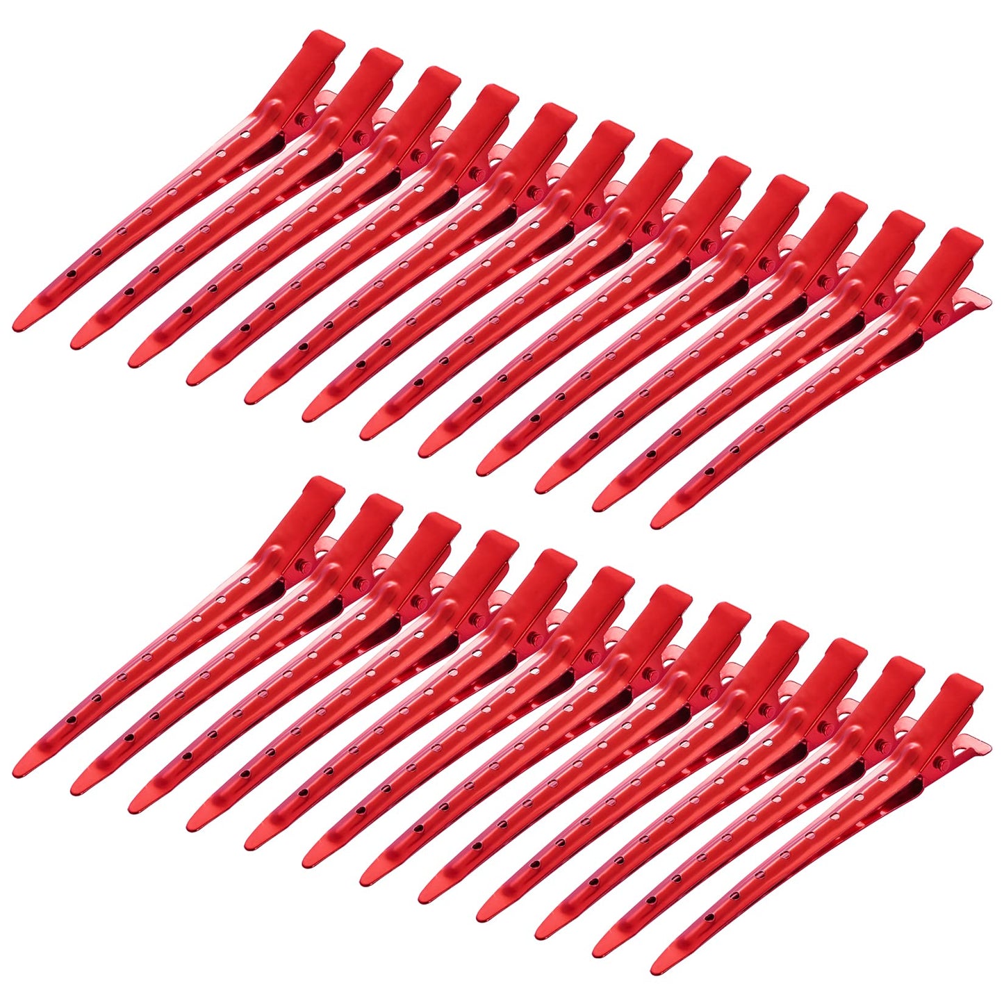 24 Packs Duck Bill Clips, Bantoye 3.35 Inches Rustproof Metal Alligator Curl Clips With Holes For Hair Styling, Hair Coloring, R