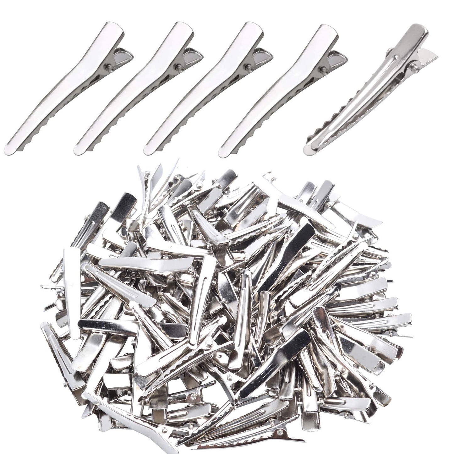 Single Prong Alligator Hairpins,100 Pieces Silver Metal Curl Crocodile Hair Clips Teeth Bows Holders Accessories For Hair Care S