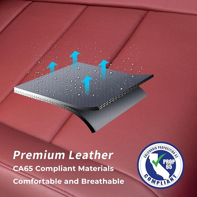 coverdream Rav4 Seat Covers Custom Fit for Toyota Rav4 2013-2018 LE SUV Seat Cushion,Fully Covered,Luxury Waterproof Leather Car Seat Protector,Armrest Cover Included (Full Set,Wine Red)