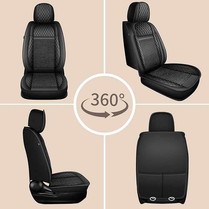 TTX LIGHTING for Hyundai Santa Cruz 2022-2026 Car Seat Covers, Breathable Ice Silk & Leather Seat Protector, Cool & Anti-Sweat for Long Driving, Airbag Compatible, 2 Front Seats (Black)