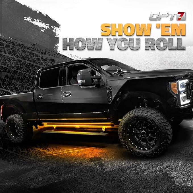 OPT7 Sidekick 78" Running Board Lights 2PCS LED Strips w/Sequential Amber Turn Signal Side Marker, DRL, White Courtesy Light for Extended Crew Cab Pickup - Truck Decorations