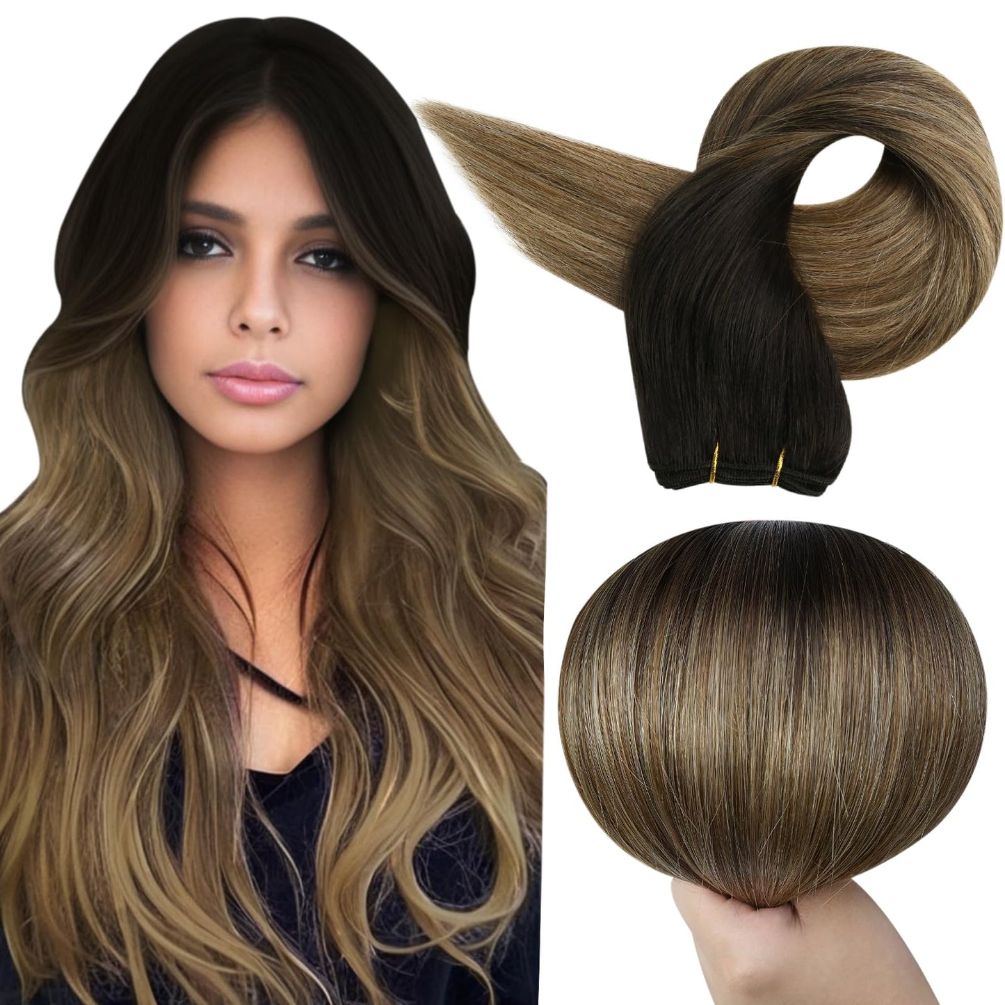 Full Shine Weft Hair Extensions Sew In Hair Extensions For Women Balayage Weft Human Hair Extensions Striaght Hair Ombre Hair Ex