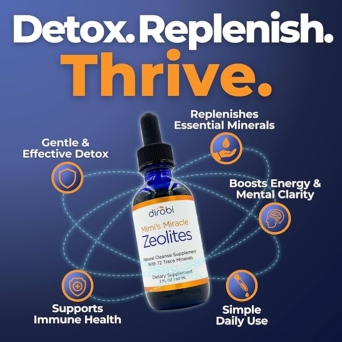 Mimi's Miracle Zeolites: Micronized Zeolite Supplement Liquid with 70 Trace Minerals - Supports Cell Restoration, Immune & Digestive Tract Health - (2 oz Bottle, 30 Day Supply)